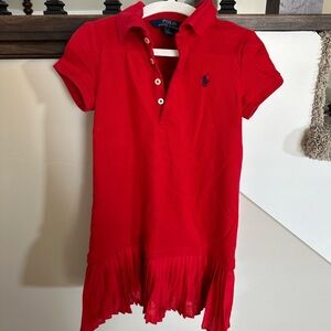 Ralph Lauren shirt dress with pleated chiffon skirt.